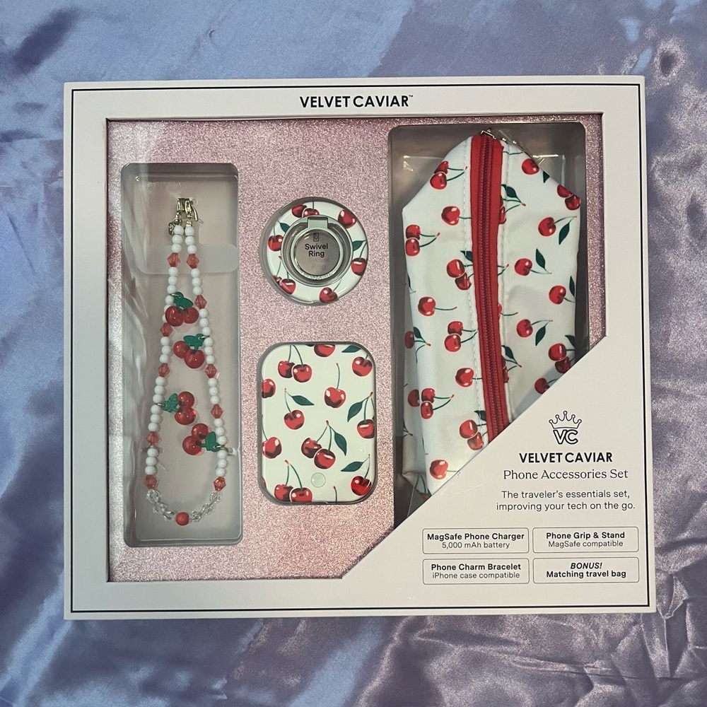 Velvet Caviar Phone Accessories Set Cherry